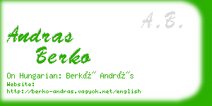 andras berko business card